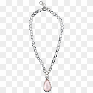 Teardrop Rose Quartz Sterling Silver Link Necklace - Locket, HD Png Download
