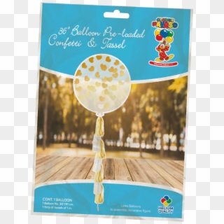 36 Pre-loaded Gold Heart Confetti And Tassel Balloons - Globos Payaso, HD Png Download