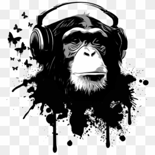 Pacific-dark - Monkey With Headphones Art, HD Png Download