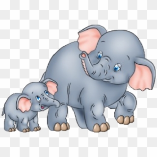 Elephant Cartoon Clip Art - Mother And Baby Elephant Clipart, HD Png Download