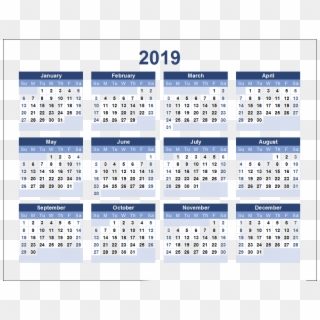 Excel 2019 Calendar Template, HD Png Download