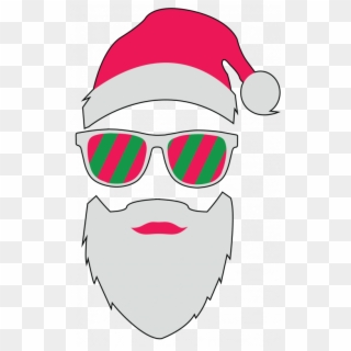 Santa Glasses Pocket Size - Santa Face With Sunglasses Clipart, HD Png Download