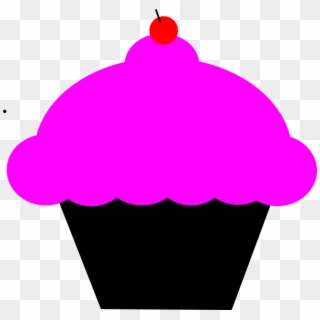 Black And Pink Cupcake With Cherry Clip Art - Cupcake, HD Png Download