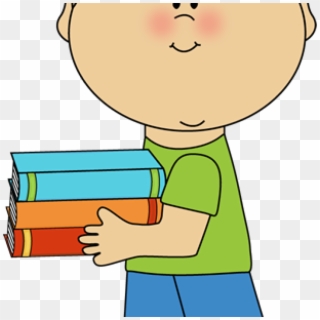 School Books Clipart Little Boy Carrying School Books - Clip Art, HD Png Download