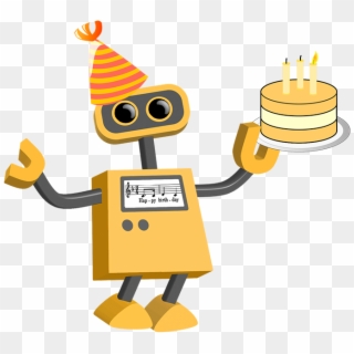 Happy Birthday Robot Wearing A Birthday Hat And Holding - Transparent Background Pointer Clip Art, HD Png Download