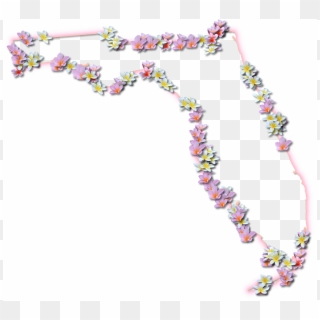 Florida Fancy Frame Style - Florida Map With Flowers, HD Png Download