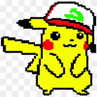 Cute Pikachu Wearing Ash's Hat - Pixel Art Minecraft Pe Pokemon Abra Pixel, HD Png Download