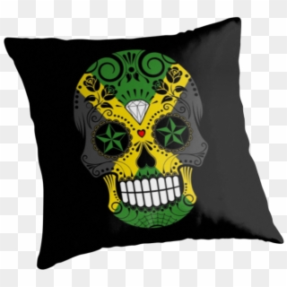 Sugar Skull With Roses And Flag Of Jamaica By Jeff - Jamaica Tattoo, HD Png Download
