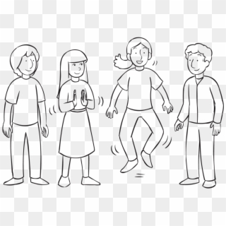 Back Line Of People Playing Jump Clap Spin Run Energiser - Line Art, HD Png Download