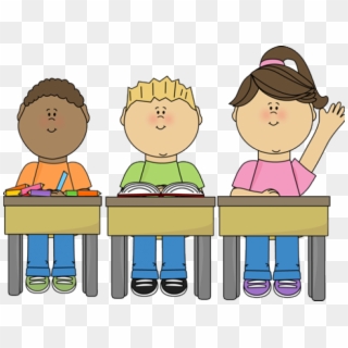 Student Raising Hand Clipart 19 Student Raising Hand - Students Sitting At Desk Clipart, HD Png Download