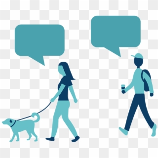Icons Of Two People Walking A Dog With Text Bubbles - Dog Walking, HD Png Download