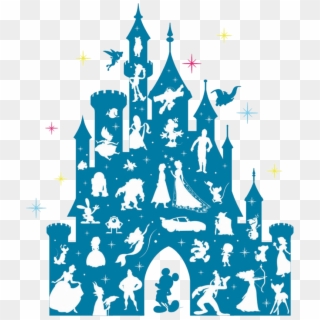Disney Castle Silhouette With Characters, HD Png Download
