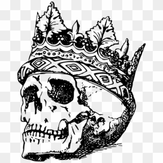Bone, Crown, Dead, King, Monsters And Heroes, Skeleton - Skull Wearing Crown, HD Png Download