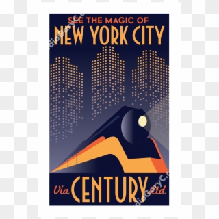 Art Deco New York City Train Travel Poster - New York City Travel Poster, HD Png Download
