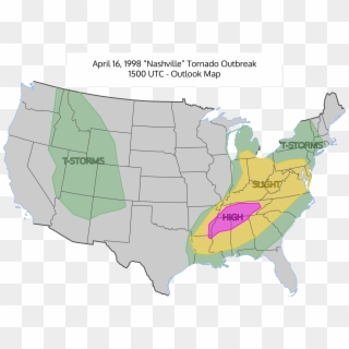 April 16, 1998 Severe Weather Outlook Map - Civil War Dakota Territory, HD Png Download