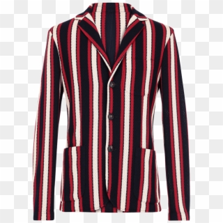 Striped Cotton Jersey Jacket With Carded Effect - Formal Wear, HD Png Download