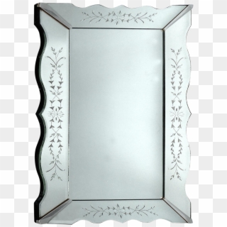 1940's Art Deco Etched & Scalloped Mirror - Paper, HD Png Download