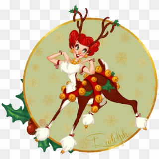Christmas Reindeer Santa Festive Vintage Holidays 1950s - Reindeer Centaur, HD Png Download