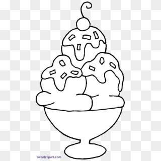 Svg Royalty Free Sundae Coloring Page Sweet Clip Art - Ice Cream Sundae Drawing, HD Png Download