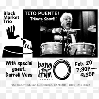 Join Black Market Trio For A Special Tribute Show To - Tito Puente Black And White, HD Png Download