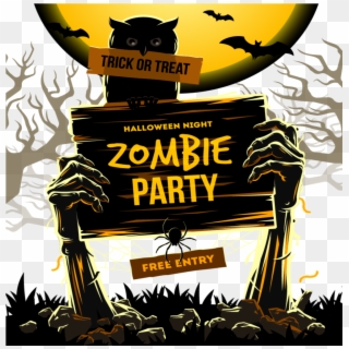 Mq Zombie Zombies Hands Moon Halloween - Creative Halloween Party Ads, HD Png Download