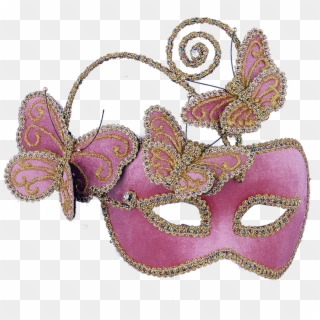 Mask Venetian Hot Pink Butterflies 721773624674, HD Png Download