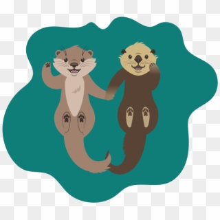 Otters Holding Hands , Png Download - Clipart Sea Otters Holding Hands, Transparent Png