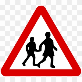 Road Sign Silhouette At - School Crossing Road Sign, HD Png Download