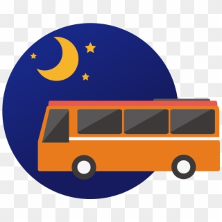 Highway Clipart Bus Route - Bus At Night Clipart, HD Png Download