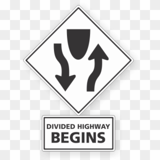 Products Signs Manufactured Two Parts - Divided Highway Sign Keep Right, HD Png Download