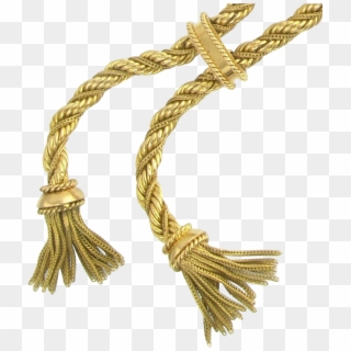Vintage French 18k Gold Twisted Rope Chain Double Tassel, HD Png Download