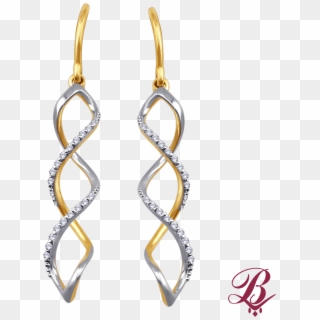 Two Tone Diamond Swirl Earrings - Earrings, HD Png Download
