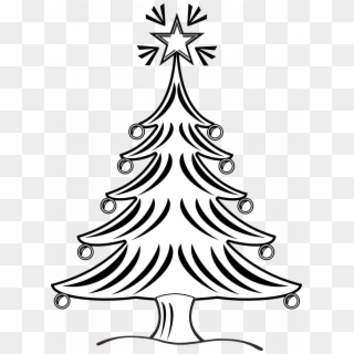 Christmas Tree Drawings Images Free Line Drawing Download - X Mas Tree Clipart Black And White, HD Png Download