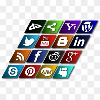 Slanted Social Media Icons Vector - Icone Social Media Png 3d, Transparent Png