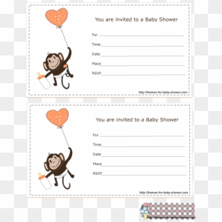 Monkey Baby Shower Invitations 1 - Cartoon, HD Png Download
