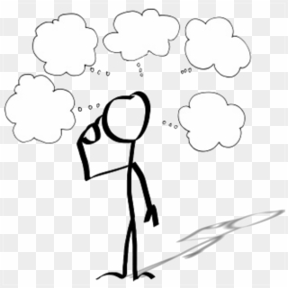 Drawing Person Thought Cartoon Stick Figure - Person With Thinking Bubble Clipart, HD Png Download