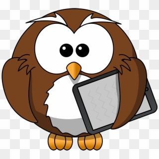 Cartoon Owl With Tablet - Transparent Background Owl Png Clipart, Png Download