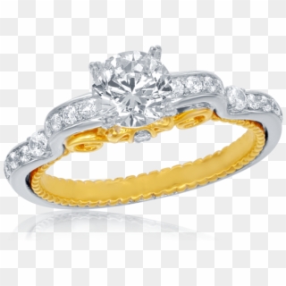 Cinderella Carriage Bridal Ring In 14k Yellow Gold - Aneis Das Princesas Da Disney, HD Png Download