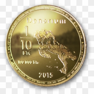 Denarium Bitcoin 100k Bits Physical Gold Plated Bitcoin - Bitcoin Coin Gold, HD Png Download