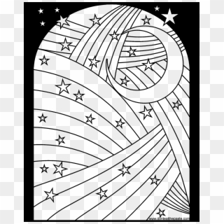 Moon And Stars Coloring Pages With Secrets Rainbow - Rainbow And Stars Coloring Page, HD Png Download