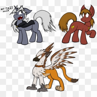 Two Ponies And A Griffin - Cartoon, HD Png Download