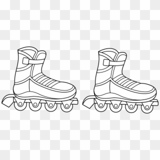 Jpg Black And White Library Roller Skates Clipart Draw - Cartoon Black And White Roller Blades, HD Png Download
