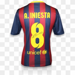 Png Free Andres Iniesta Signed Home Shirt In Stadium - Andres Iniesta Firma, Transparent Png