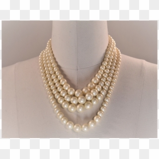 Vintage Multi-strand White Faux Pearl Necklace - Pearl, HD Png Download