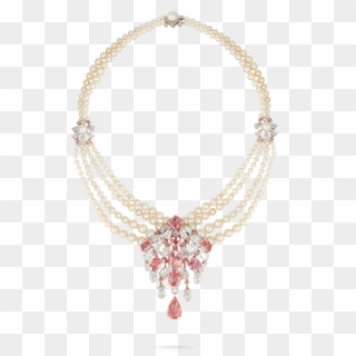 Padparadscha Sapphire And Pearl Necklace - قلادة, HD Png Download