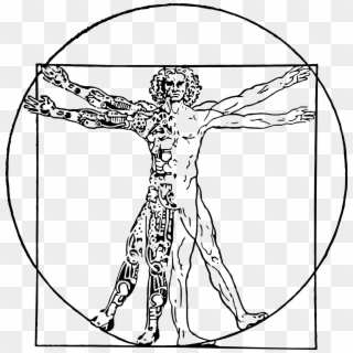 This Is A Play On The Vitruvian Man I Had Painted On - Line Art, HD Png Download