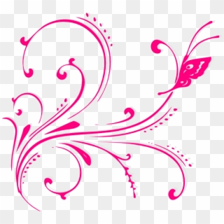 Butterfly Scroll Pink Svg Clip Arts 600 X 543 Px, HD Png Download