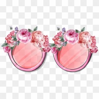 Cut Sunglasses Rose Design Floral Flowers Clipart - Pink Sunglasses Flowers, HD Png Download