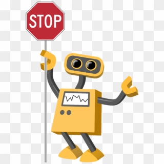 School Bus Yellow Robot Holds A Stop Sign - Cartoon Stop Sign With Transparent Background, HD Png Download