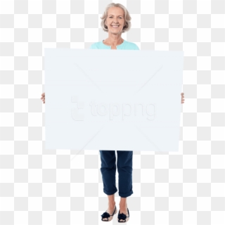 Free Png Old Women Holding Banner Png Images Transparent - Sitting, Png Download